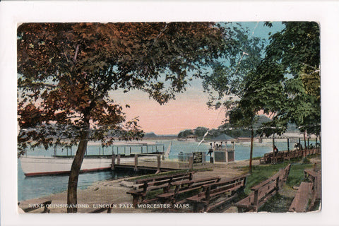 MA, Worcester - Lincoln Park, Lake Quinsigamond - Z17007 - postcard **DAMAGED /
