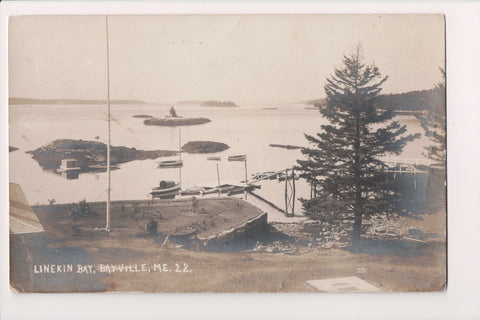 ME, BAYVILLE - Linekin Bay shoreline and water - 1917 RPPC - MB0284