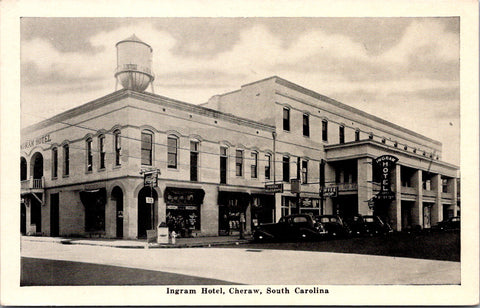 SC, CHERAW - Ingram Hotel, Coca Cola Sign, Water Tower postcard - MB0355