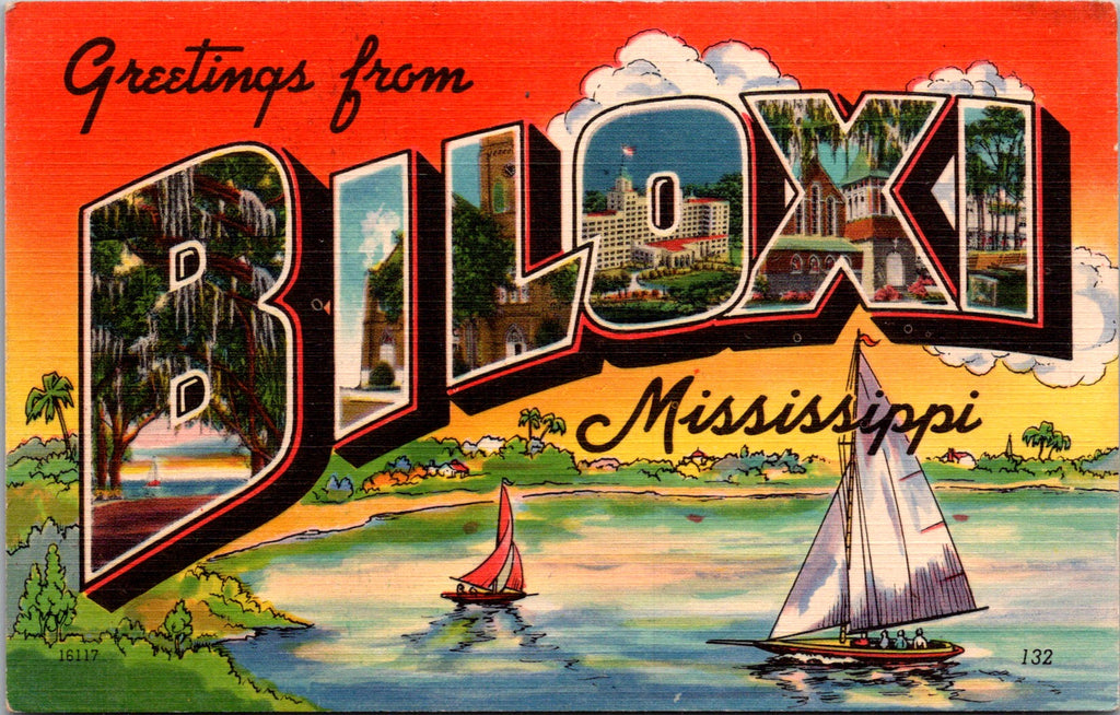 MS, BILOXI - Large Letter Greetings from linen postcard - MB0576