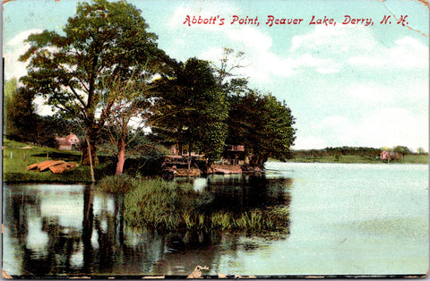 NH, Derry - Abbotts Point, Reaver Lake - houses on shoreline - 1911 postcard - M