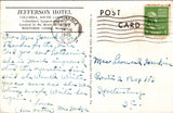 SC, COLUMBIA - Jefferson Hotel, Mortimer Cosby Manager postcard - MB0854