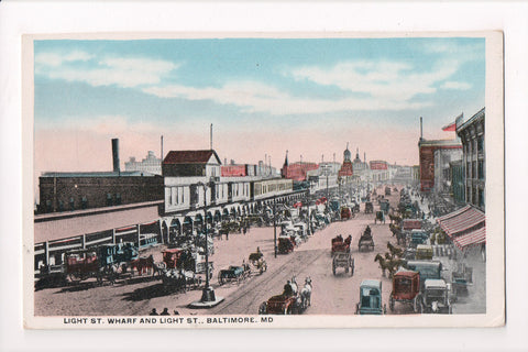 MD, Baltimore - Light St Wharf and Light St postcard - A06884