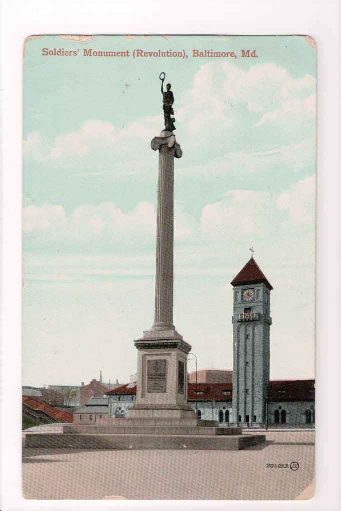 MD, BALTIMORE - Soldiers Monument (Revolution) postcard - CP0290