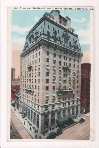MD, Baltimore - Hotel Emerson - @1920 - w02587- postcard **DAMAGED / AS IS**