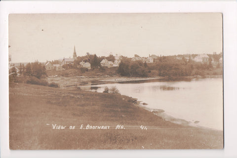 ME, EAST BOOTHBAY - view of town, including the church - RPPC postcard - C06197