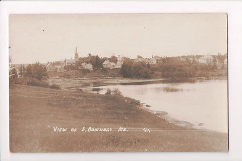 ME, East Boothbay - view of town, including the church - RPPC postcard - C06197