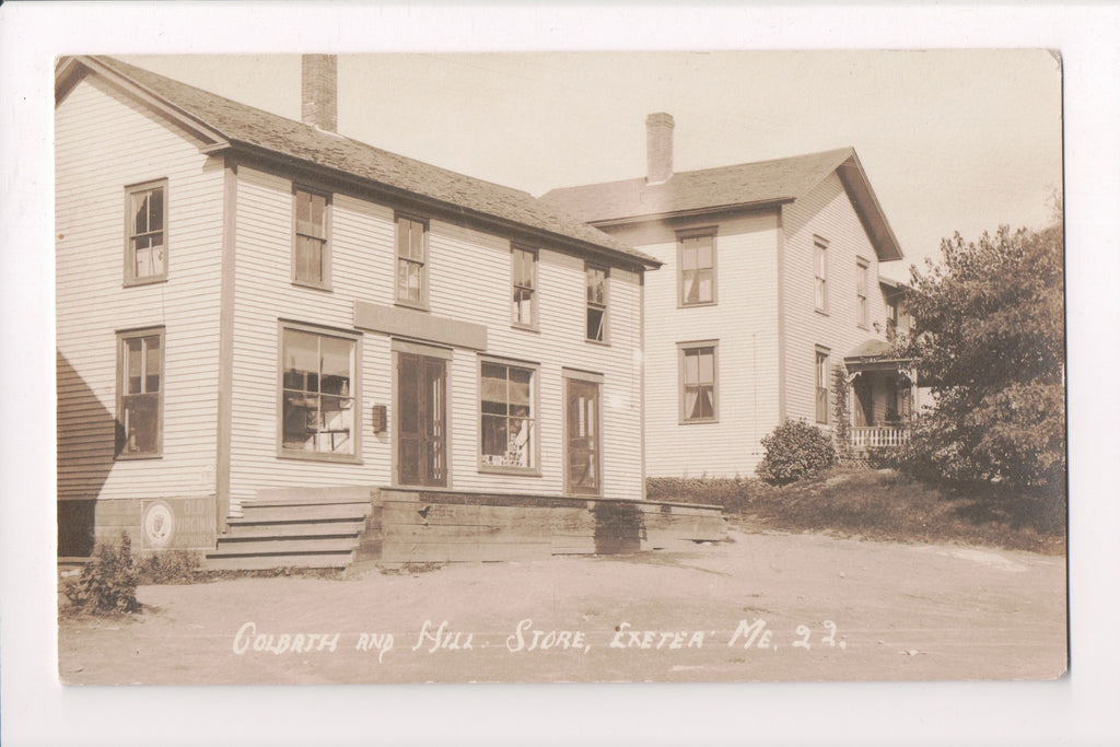 ME, EXETER - Goldbeth and Hill Store - Old Virginia Cheroots sign RPPC - B06091