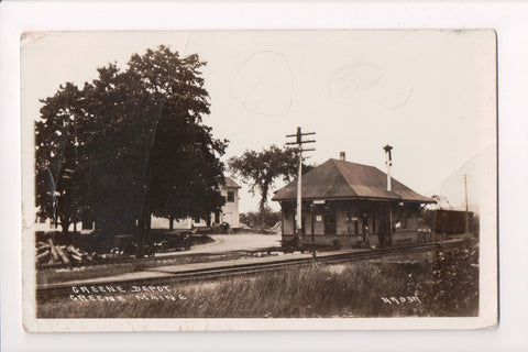 ME, GREENE - Greene Depot, Rail road station, house, cars @1919 (original SOLD) A06902