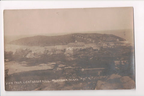 ME, Monhegan Island - view of the town from Lighthouse Hill - RPPC - B06027