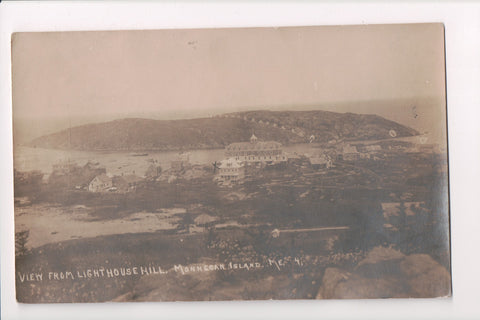 ME, MONHEGAN ISLAND - view of the town from Lighthouse Hill - RPPC - B06027