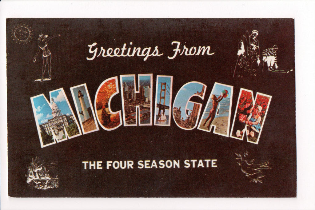 MI, MICHIGAN - Greetings from, Large Letter postcard - B08263