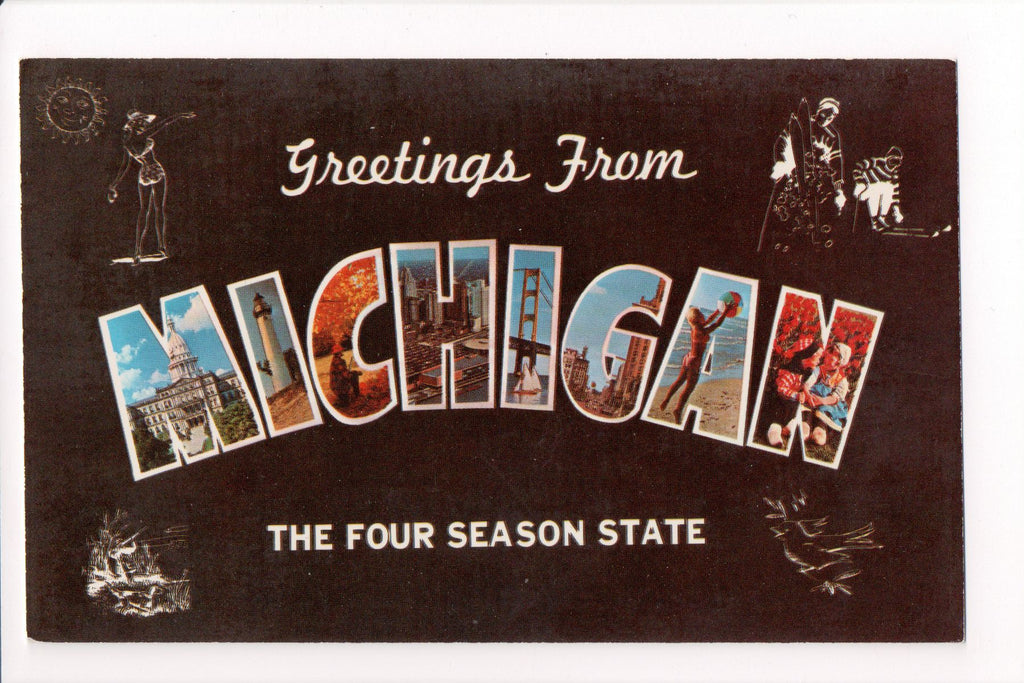 MI, Michigan - Greetings from, Large Letter postcard - B08263