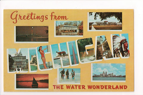 MI, Michigan - Greetings from, Large Letter postcard - B08276