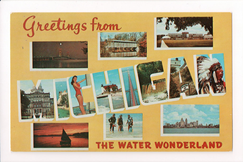MI  MICHIGAN - Greetings from, Large Letter postcard - MT0019