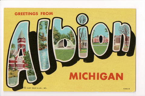 MI, Albion - Greetings from, Large Letter postcard - B08279