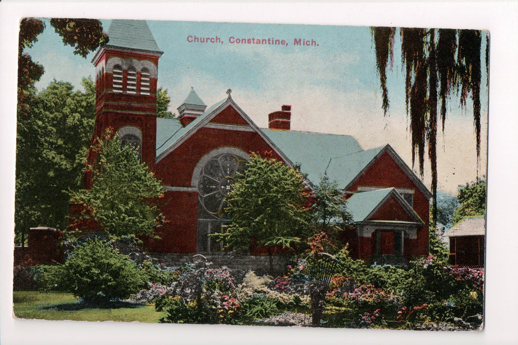 MI, Constantine - Church - E C Kropp postcard - CP0274