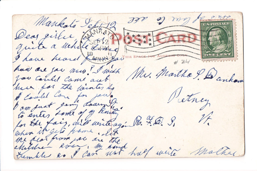 pm FLAG KILLER - MN, Mankato - 1911 cancel - w03539