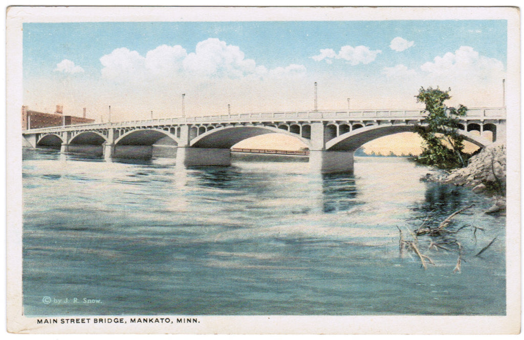 MN, Mankato - Main Street Bridge - J R Snow postcard - w04636