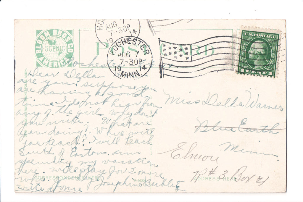 pm FLAG KILLER - MN, Rochester - 1914 cancel - B06185