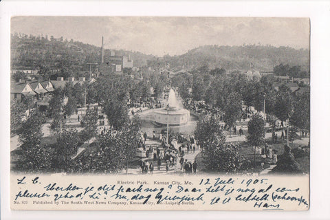 MO, Kansas City - Electric Park Bird Eye view postcard - CP0207
