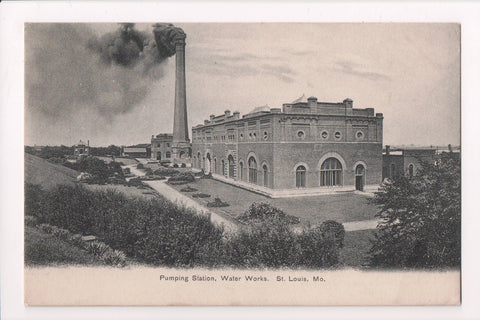 MO, St Louis - Pumping Station, Water Works, vintage postcard - w03455