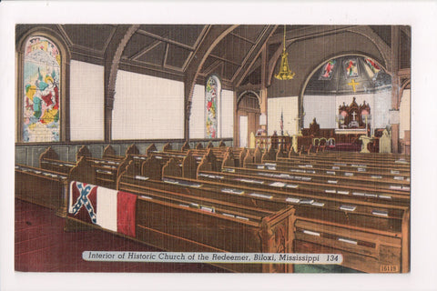 MS, Biloxi - Church of the Redeemer - postcard of the interior - J04145