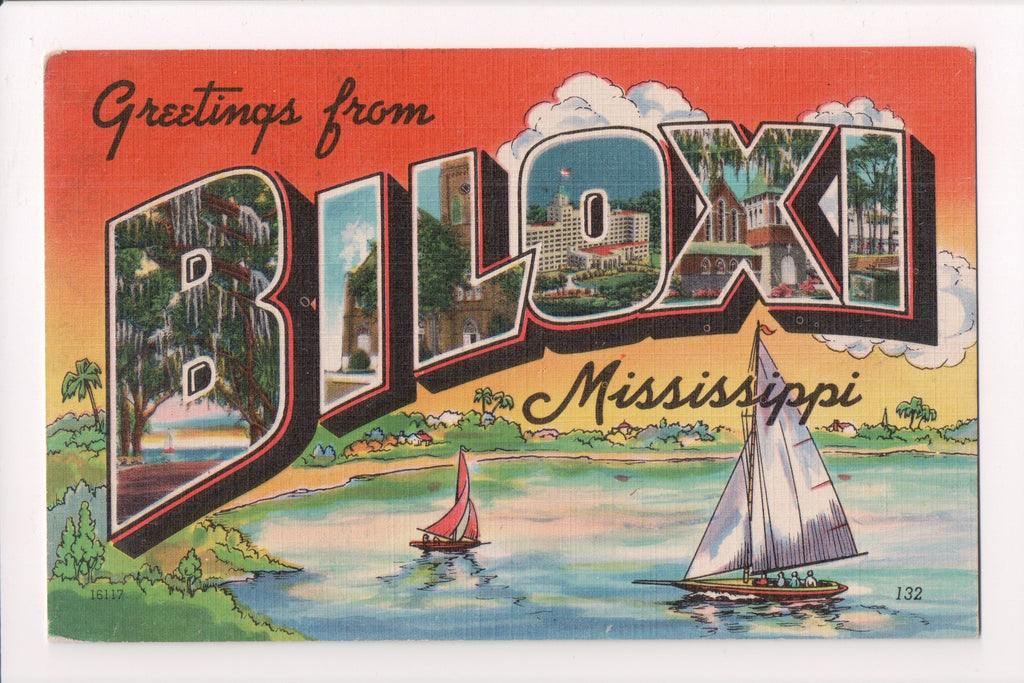 MS, BILOXI - Large Letter Greetings From vintage postcard - MB0542