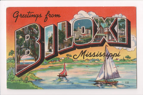 MS, Biloxi - Large Letter Greetings From vintage postcard - MB0542