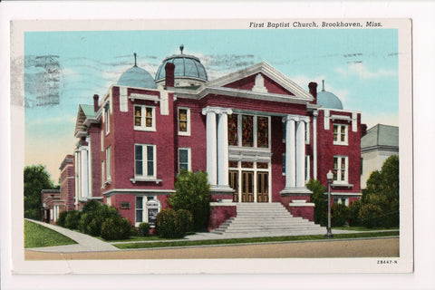 MS, Brookhaven - First Baptist Church - @1944 postcard - w000906