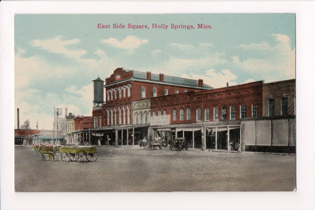 MS, Holly Springs - East Side Square Street scene postcard - E10243