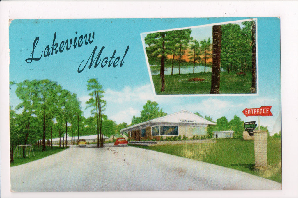 MS, Jackson - Lakeview Motel on Hwy 80 - @1957 postcard - E10421