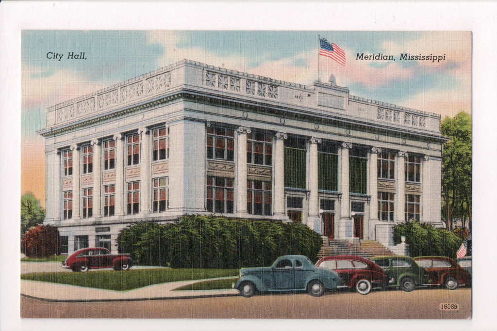 MS, Meridian - City Hall - @1943 postcard - JJ0724