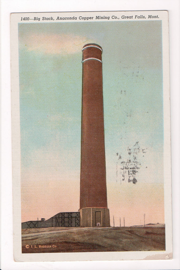 MT, Great Falls - Anaconda Copper Mining Co, Big Stack closeup - A06871