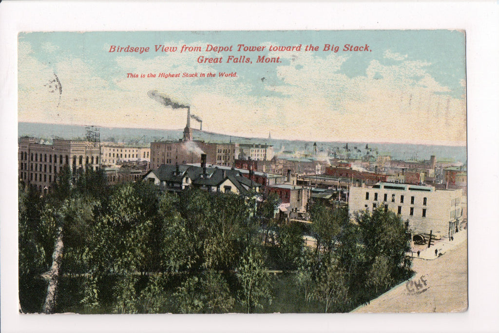MT, Great Falls - Bird Eye view toward the BIG STACK - B06189