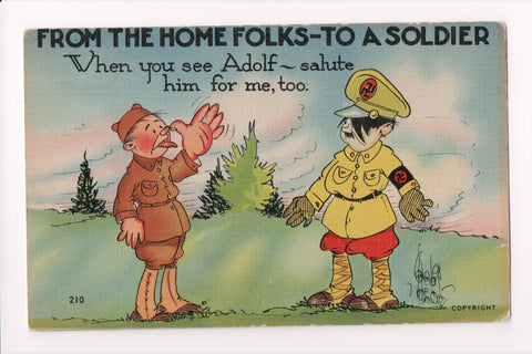 MISC - Military Comic - US Soldier with tongue out at German Soldier - B08301