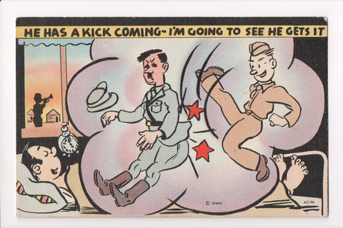 MISC - Military Comic - service man dreaming of kicking Hitler's butt - B08306
