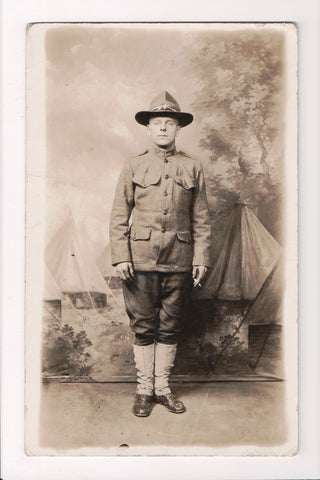 MISC - Military Man in uniform, studio pose with cigarette in hand, RPPC - 50074