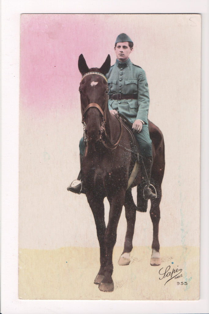 MISC - Military Man on Horse - French serviceman - RPPC - D06172