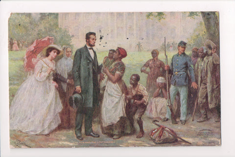 Black Americana - Lincoln talking to black people, soldier etc - B17255
