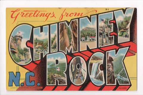 NC, CHIMNEY ROCK - Greetings from, Large Letter - B17089