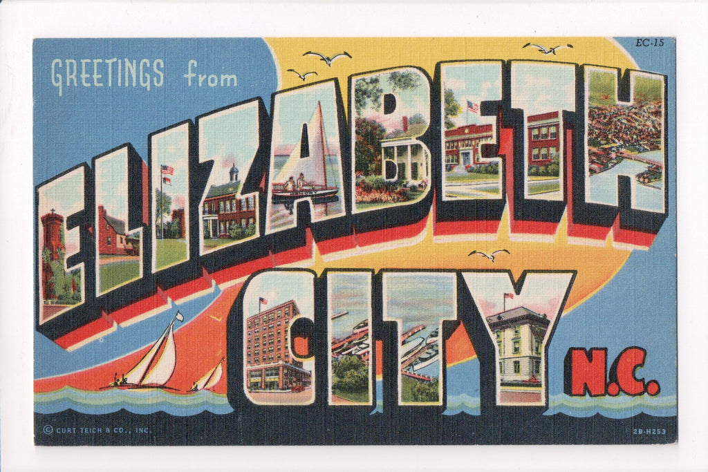 NC,ELIZABETH CITY - Greetings from, Large Letter - B17083