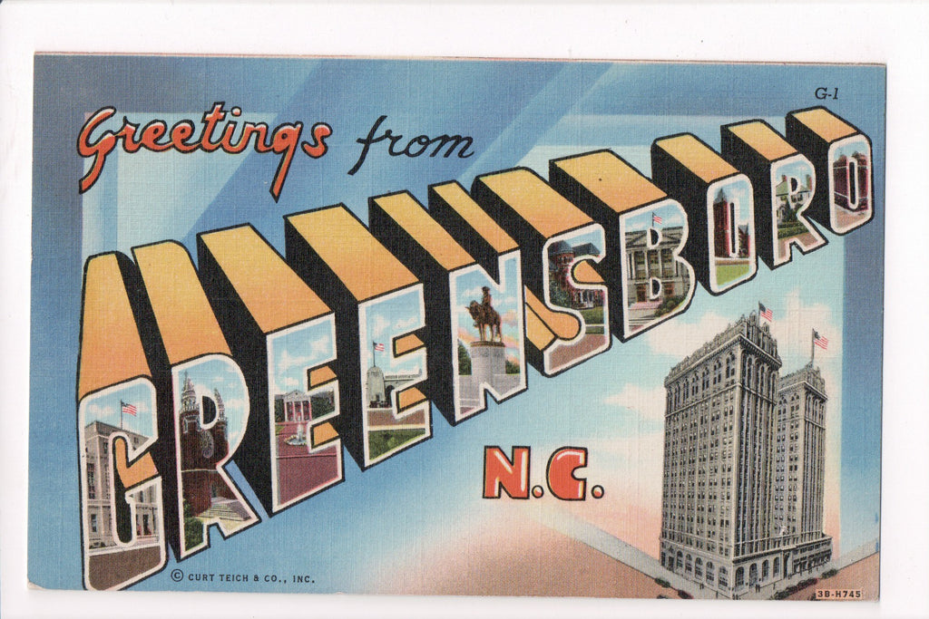 NC, Greensboro - Greetings from, Large Letter - B17084