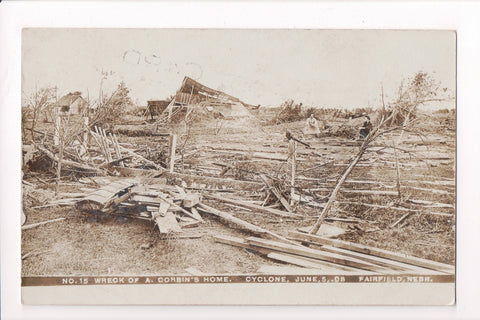 NE, FAIRFIELD - Cyclone aftermath of A Corbin residence in 1908 - RPPC - C17196