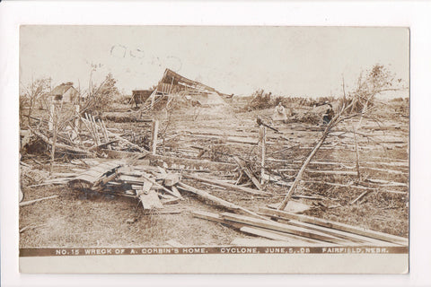 NE, Fairfield - Cyclone aftermath of A Corbin residence in 1908 - RPPC - C17196