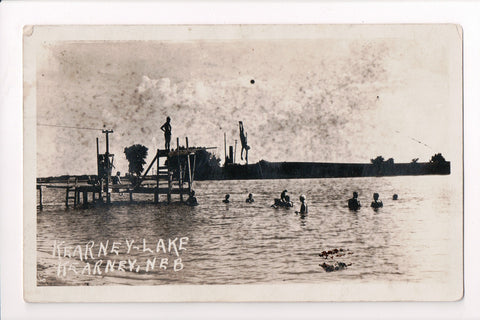 NE, Kearney - Kearney Lake - diving platform or pier - 1922 RPPC - A06876