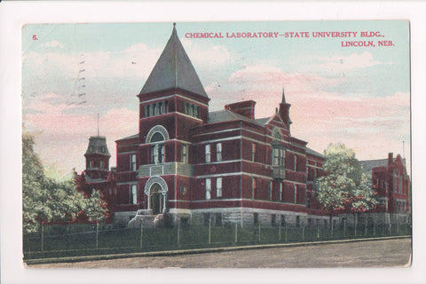 NE, Lincoln - State University, Chemical Laboratory - @1908 postcard - NL0217
