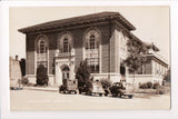 NE, NEBRASKA CITY - Memorial Building, Paddy Wagon, old cars, bike - RPPC - B060