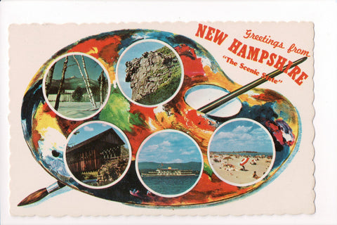 NH, NEW HAMPSHIRE - Greetings from, Large Letter palette postcard - B08274