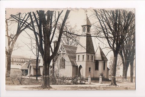 NH, CHARLESTOWN - Episcopal Church closeup - RPPC - MB0751